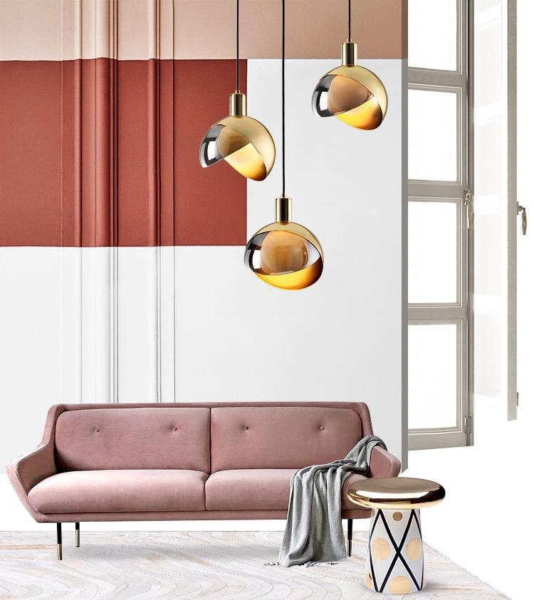 Moderne gouden glazen hanglamp