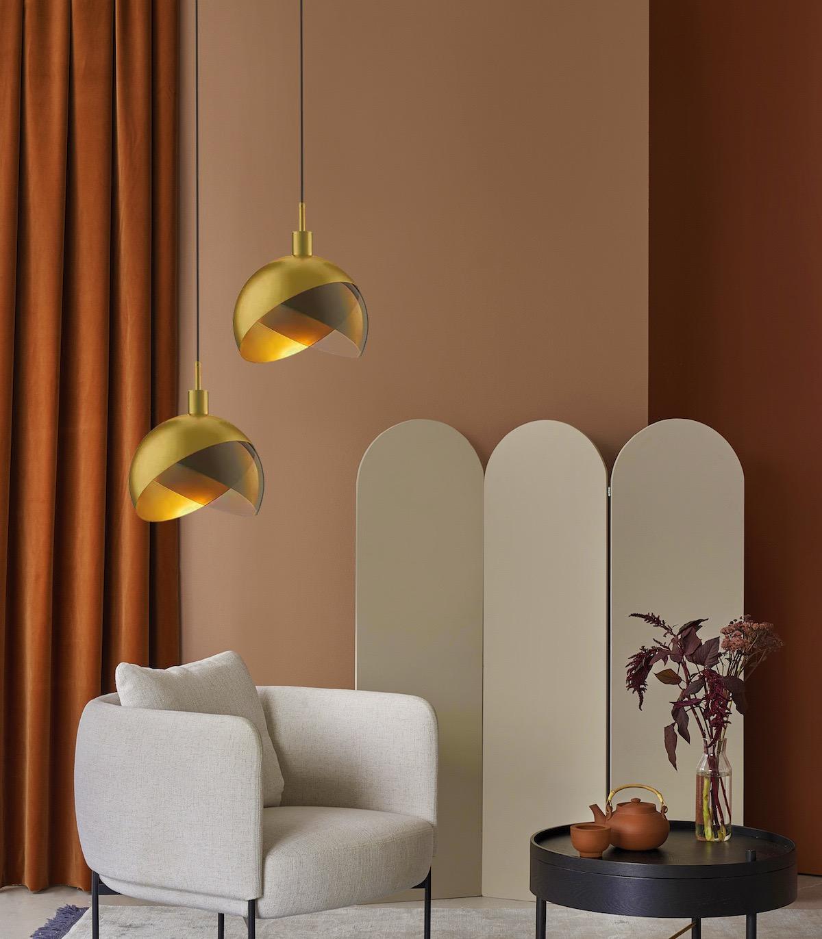 Moderne gouden glazen hanglamp